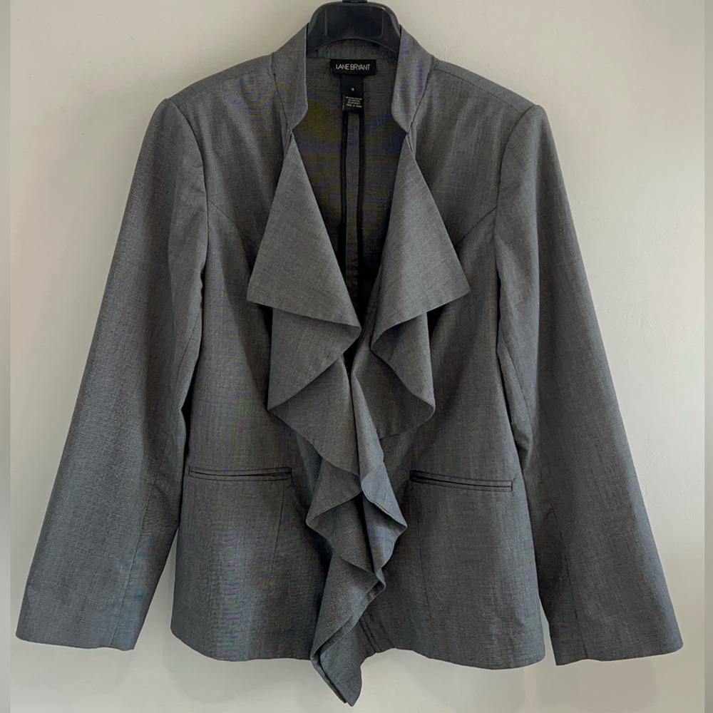 Lane Bryant Gray Ruffle Blazer - Picture 1 of 8
